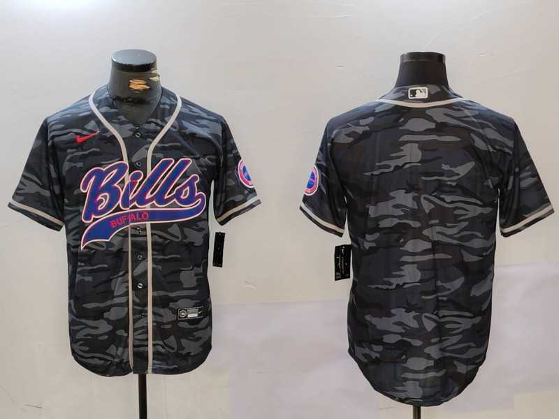 Mens Buffalo Bills blank Camo Team Cool Base Stitched Baseball Jersey